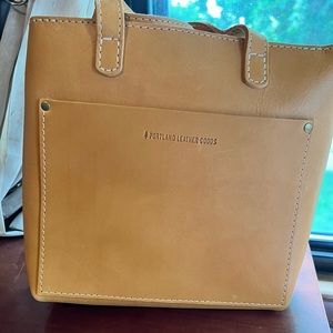 Portland Leather Mini Tote with crossbody strap in Sunflower.